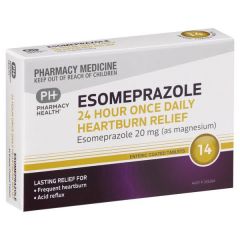 Pharmacy Health Esomeprazole 24 Hour Once Daily Heartburn Relief 20mg 14 Tablets