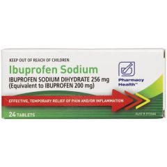 Pharmacy Health Ibuprofen Sodium 256mg 24 Tablets (Ibuprofen Sodium Dihydrate)