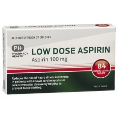 Pharmacy Health Low Dose Aspirin 100mg 84 Tablets