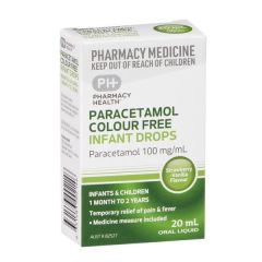 Pharmacy Health Paracetamol Drops Colour Free Infant Child Children 20mL