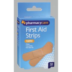 Pharmacy Care First Aid Strip Fabric Standard 50 Pack