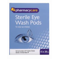 Pharmacy Care Sterile Eye Wash Pods 20mL 15 Pack