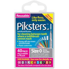 Piksters Interdental Brushes Grey Size 0 40Pk