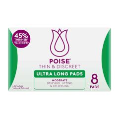 Poise Thin & Discreet Ultralong Pads 8 Pack