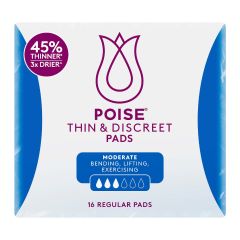 Poise Thin & Discreet Pads Regular 16 Pack