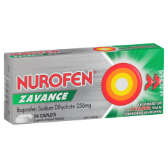 Nurofen Zavance Fast Pain Relief Caplets 256mg Ibuprofen 24 Pack