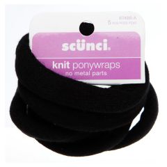 Scunci Knitted Pony Wraps Black 5 Pack