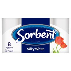 Sorbent Silky White Toilet Tissue 8 Pack