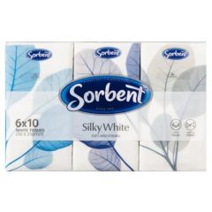 Sorbent Silky White Facial Tissues 6 X 10 Pack