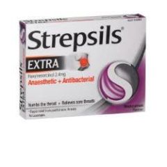 Strepsils Extra Rapid Sore Throat Relief Blackcurrant Flavour 16 Lozenges