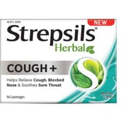 Strepsils Herbal Cough + Lozenges Fresh Menthol 16 Pack