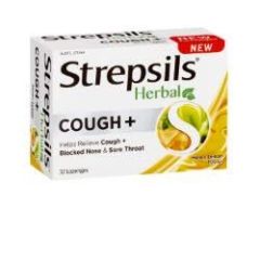 Strepsils Herbal Cough + Lozenges Honey Lemon 32 Pack
