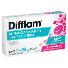 Difflam Lozenge Strawberry Sugar Free 16 Pack