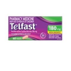 Telfast Tablets 180mg 60 Tablets (Fexofenadine)