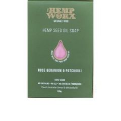 The Hemp Worx Rose Geranium & Patchouli Soap 120g