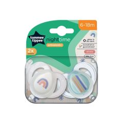 Tommee Tippee Closer To Nature Night Time Soothers 6-18 Months 2 Pack