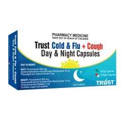 Trust Cold & Flu + Cough Day & Night 48 Capsules (Paracetamol, Dextromethorphan)