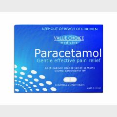 Value Choice Paracetamol 500mg 20 Capsule Shaped Tablets