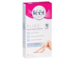 Veet Pure Cold Wax Strips Legs & Body Sensitive Skin 40 Pack