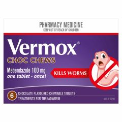 Vermox Worming Treatment Chocolate Chews 6 Tablets