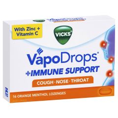 Vicks Vapodrops + Immune Support Orange Menthol Lozenges 16 Pack