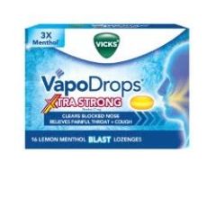 Vicks Vapodrops Xtra Strong Lemon Menthol Blast 16 Lozenges