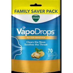 Vicks Vapodrops Butter Menthol 70 Lozenges