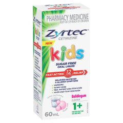 Zyrtec Kids Sugar Free Liquid Bubble Gum 60mL