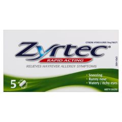 Zyrtec Rapid Acting 10mg 5 Tablets (Cetirizine)