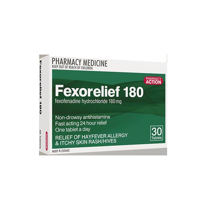 Pharmacy Action Fexorelief 180mg 30 (Fexofenadine)